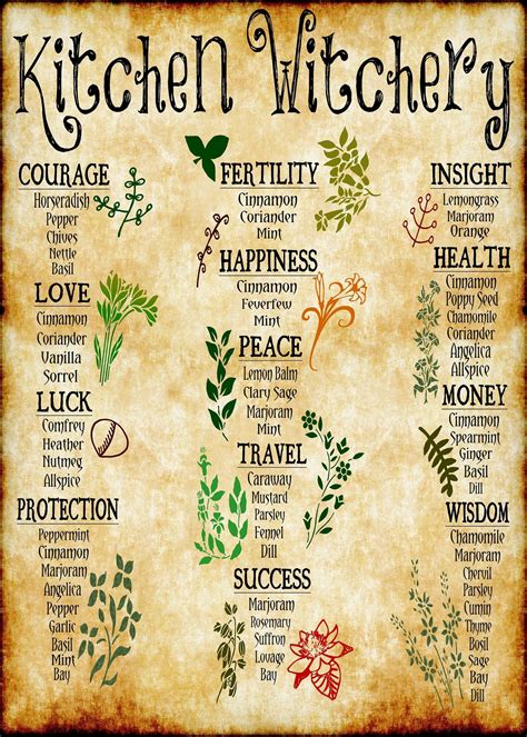 10x14 Kitchen Witch Poster Herbal Wall Art Witchcraft Wall Art Wicca