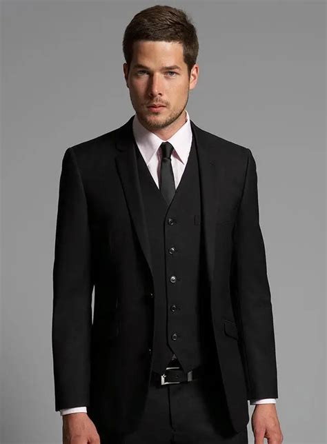 Generous Black Suit Mens Wedding Suits 2019 Notched Lapel Mens Wedding