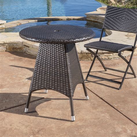 Ramsey Outdoor Round Wicker Bistro Table Multi Brown
