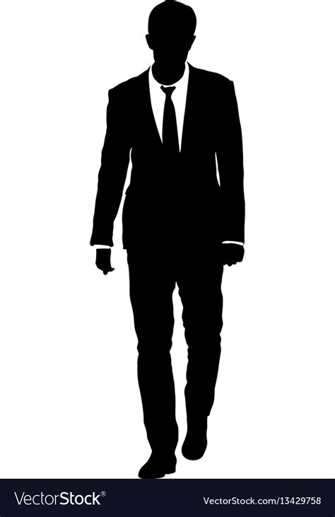 Silhouette Businessman Man In Suit With Tie On A Vector Image