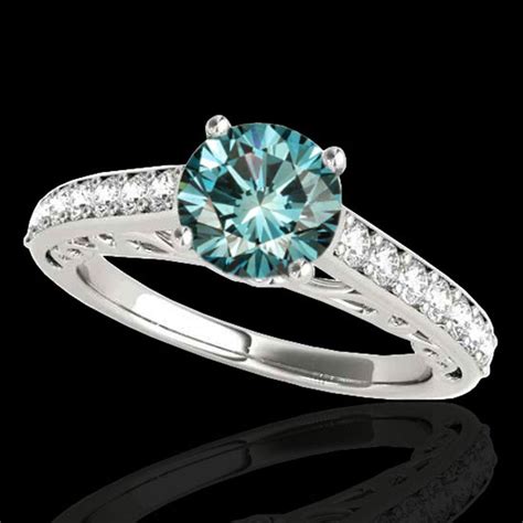Lot 14 Ctw Si Certified Fancy Blue Diamond Solitaire Ring 10k White