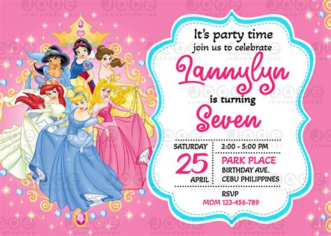 Disney Princesses Birthday Invitation Style 01 Ubicaciondepersonas