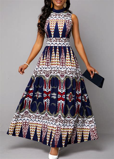 mock-neck-tribal-print-sleeveless-dress-rosewe-com-usd-$16-99