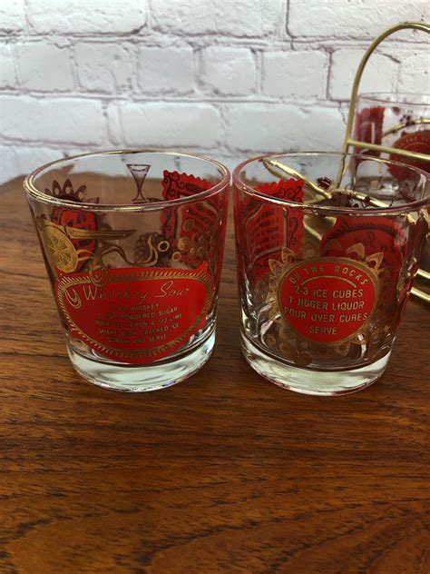 Whisky Sour Glasses Mid Century Drink Caddy Vintage Jeannette 8 Mid Century Barware Classic