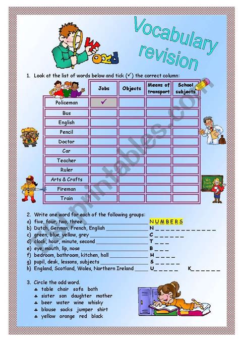 Vocabulary Revision Esl Worksheet By Isabelucha