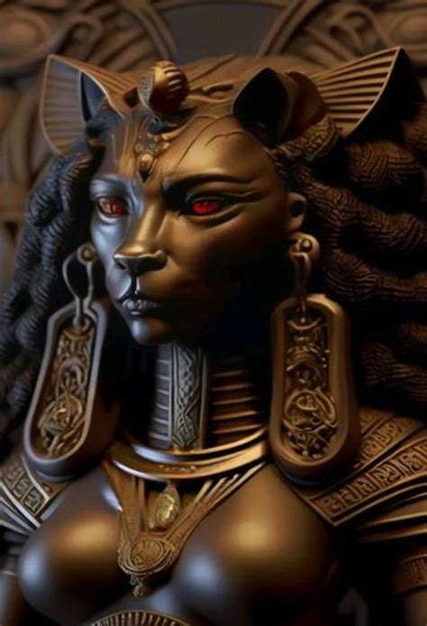 an egyptian woman with red eyes and gold jewelry