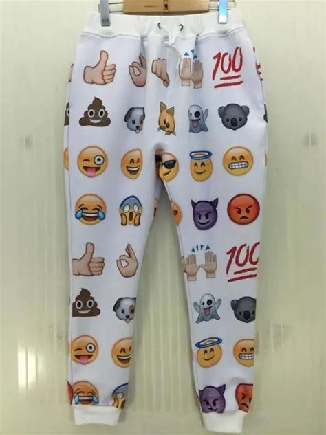 Fashion Men 100 Emoji Joggers Pants Men Cartoon Jogger Trousers