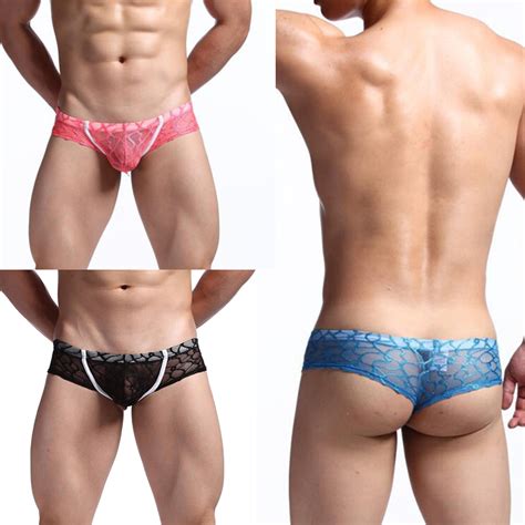 Sexy Mens Lace Underwear G String Thongs Boxer Briefs Trunks Lingerie Underpants Ebay