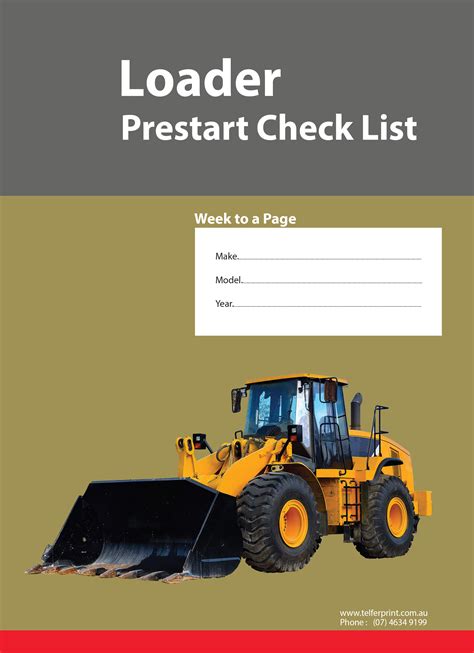 Front End Loader Pre Start Checklist Book