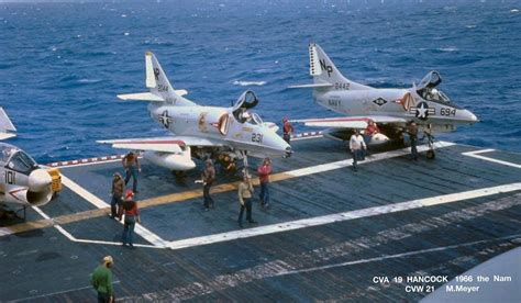 Us Navy Douglas A 4f Skyhawks Ready To Be Launched From The Deck Of