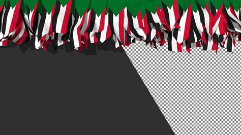 bandera de sudán diferentes formas de rayas de tela colgando de la representación 3d superior