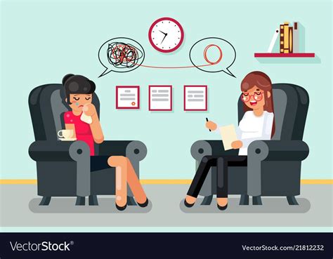 Psychologist Consultation Patient Character Flat Vector Image On