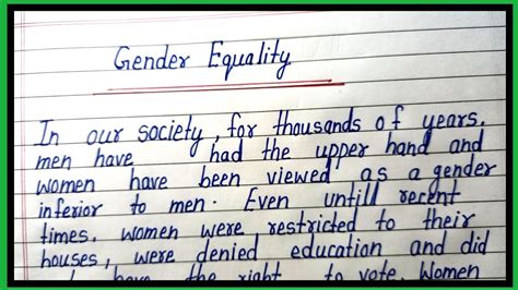 Essay On Gender Equality In English Paragraph On Gender Equality In