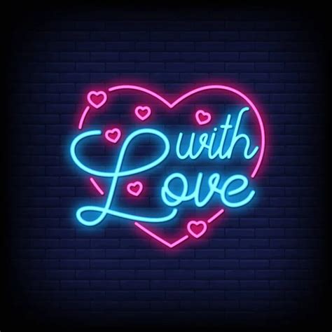 Simple Neon Signboard Love Never Gives Lettering Dark Brick Wall Stock Vector Image By ©bohlam