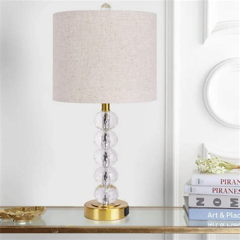 Modern Touch Control Crystal Table Lamp With Dual Usb Charging Ports