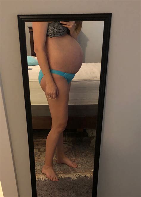 My 37 Week Pregnant Wife Showing Off Her Bump In A Bikini Too Bad We
