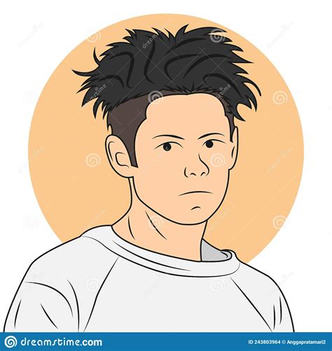Portrait Of Teenage Boy In Flat Cartoon Style Vector Illustration