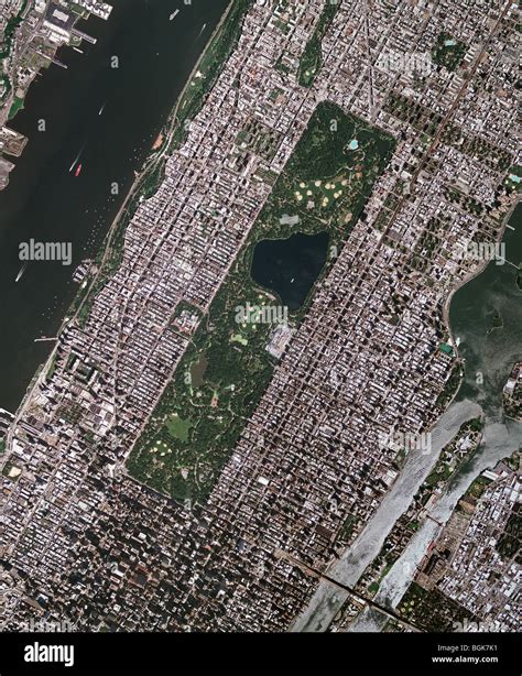 Aerial Map View Above Midtown Manhattan Central Park Roosevelt Island