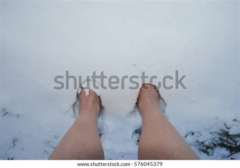 Mens Bare Feet Snow Stock Photo 576045379 Shutterstock
