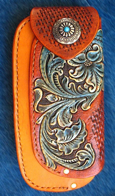 Tooled Biker Cowboy Wallet Western Sheridan Style Leather Tooling