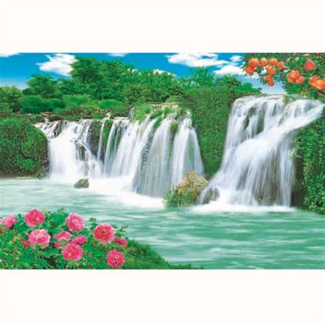 Beautiful Scenery Waterfall Paper Painting Buy Natural Scenery