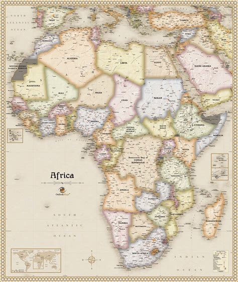 Africa Antique Wall Map By Outlook Maps Mapsales