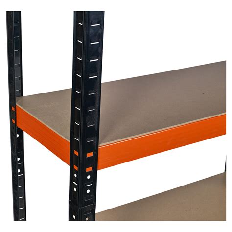 5 Tier Orange Metal Storage Rack Organiser Shelves Warehouse Industrial