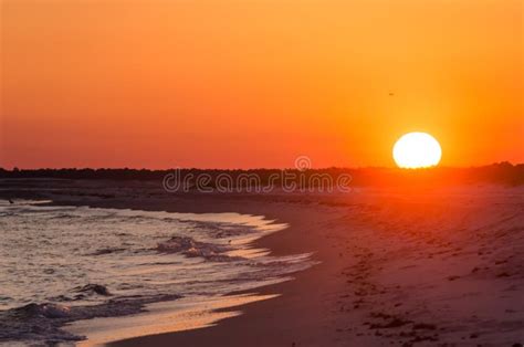 Orange Ocean Beach Sunset Tropical Gulf Coast Ocean Beach Sunset Scene