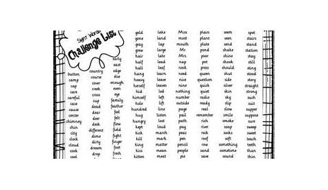 4th grade: Sight Words - Challenge List | Classroom Ideas