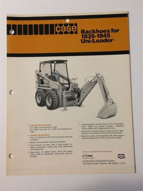 Case D100d130 Backhoe Brochure 18351845 Uni Loader Skid Steer Orig