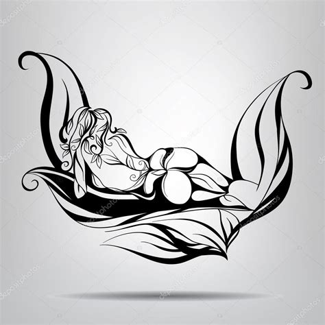 nude girl lying in leaves — stock vector © nutriaaa 67900895