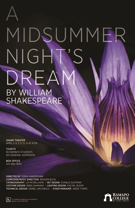 “a Midsummer Nights Dream” By William Shakespeare Ramapo College Of