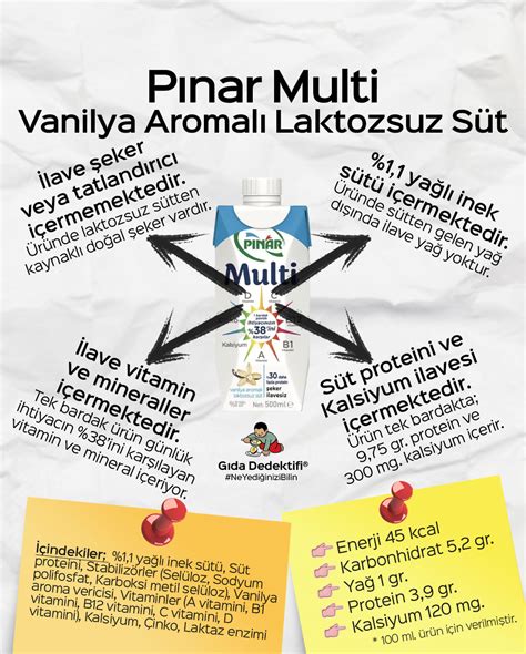 Pınar Multi Vanilya Aromalı Laktozsuz Süt Gıda Dedektifi