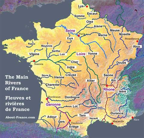 Carte Des Fleuves Et Rivières De France Vacances Arts Guides Voyages