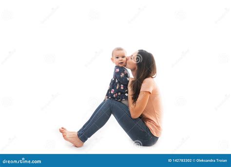 A Mother And Baby Bonding Together Isolated On White Background Love