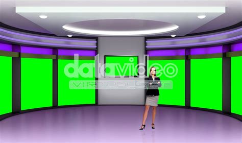 News 037 Tv Studio Set Virtual Green Screen Background Psd