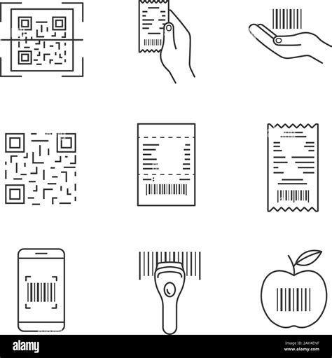 Barcodes Linear Icons Set Qr And Linear Codes Scanning App Device