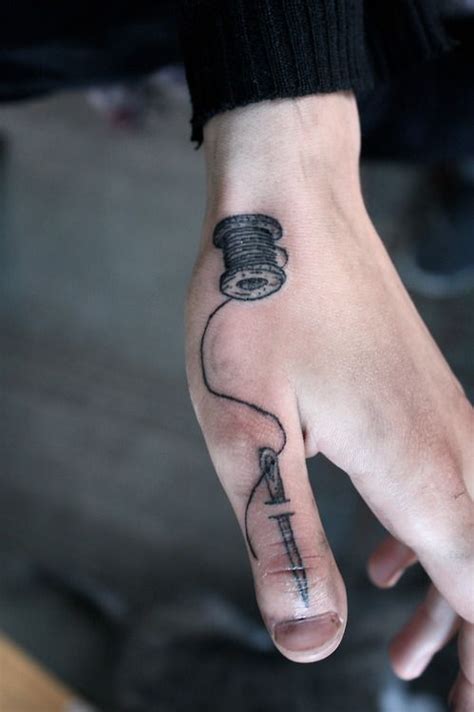 Needle And Thread Tattoo On Finger Sewing Tattoos Ink Tattoo Tattoos