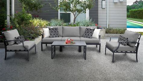 Lexington 6 Piece Outdoor Aluminum Patio Furniture Set 06r In Grey Tk