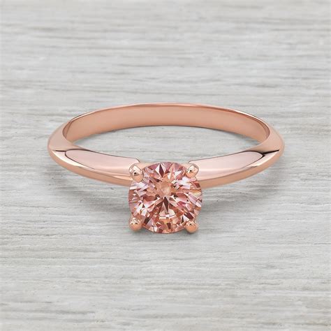 34ct Pink Diamond Solitaire Engagement Ring In 14k Rose Gold Vs2