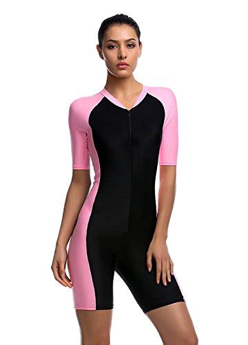 Damen Pink Uv Schutz Wetsuit Badeanzug Badebekleidung Wassersport Anzug