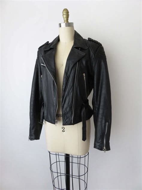80s berman s leather biker motorcycle jacket 1980s cinched etsy motorcycle jacket jackets