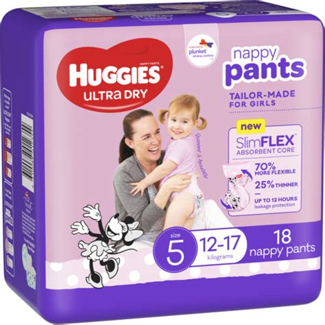 Huggies Ultra Dry Nappy Pants Girl Size 5 12 17kg 18 Pack Shop