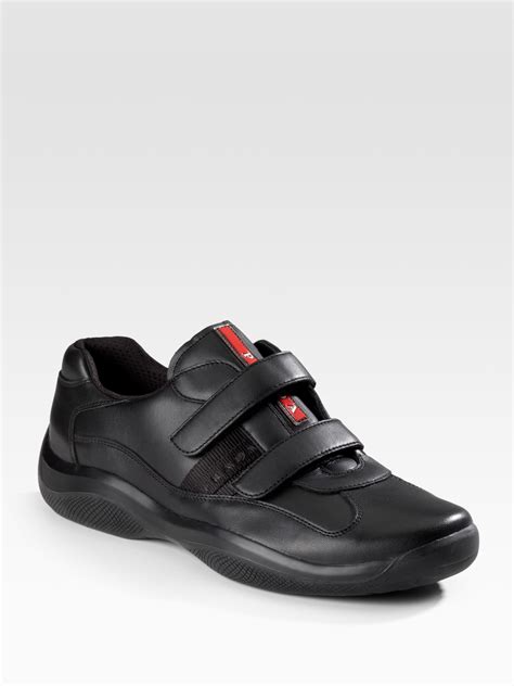 Prada Double Strap Sneakers In Black For Men Lyst
