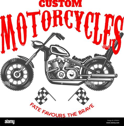 Custom Motorcycles Emblem Template With Old Style Motorcycle Design