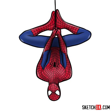 Spiderman Hanging Upside Down Drawing Easy Cute Spider Mankawaii