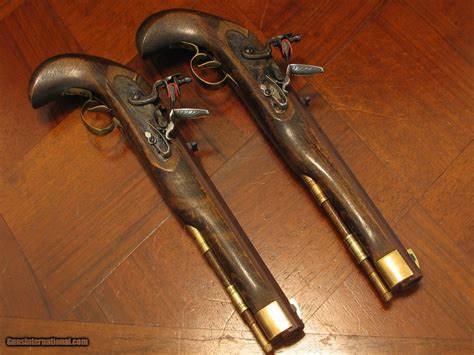 Replica Antique American Cal Flintlock Dueling Pistol Cased Set
