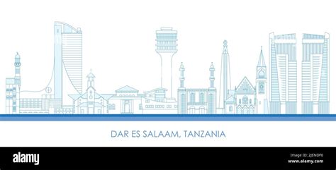 Esquema Panorama Panorámico De La Ciudad De Dar Es Salaam Tanzania