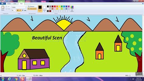 How To Draw A Scenery In Ms Paint