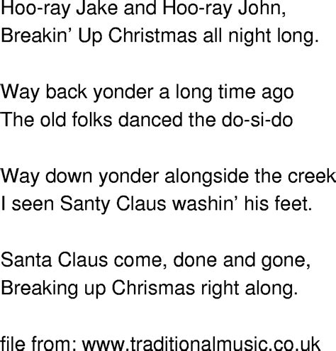 Old Time Song Lyrics Breakin Up Christmas